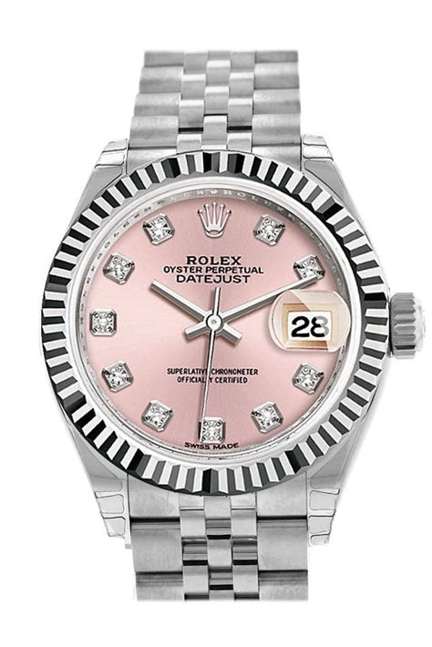 rolex silver with pink dial datejust|Rolex 279174 Datejust ladies watch.